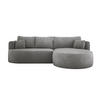 ECKSOFA FIORE-L Moderne Ausziehbare Schlaf-Funktion, automatischer Auffaltung, lose Rückenkissen freistehend RECHTS 284x183x82 cm cm Silver - Silberfarben, Holz/Textil (284/183cm) - DomoHome