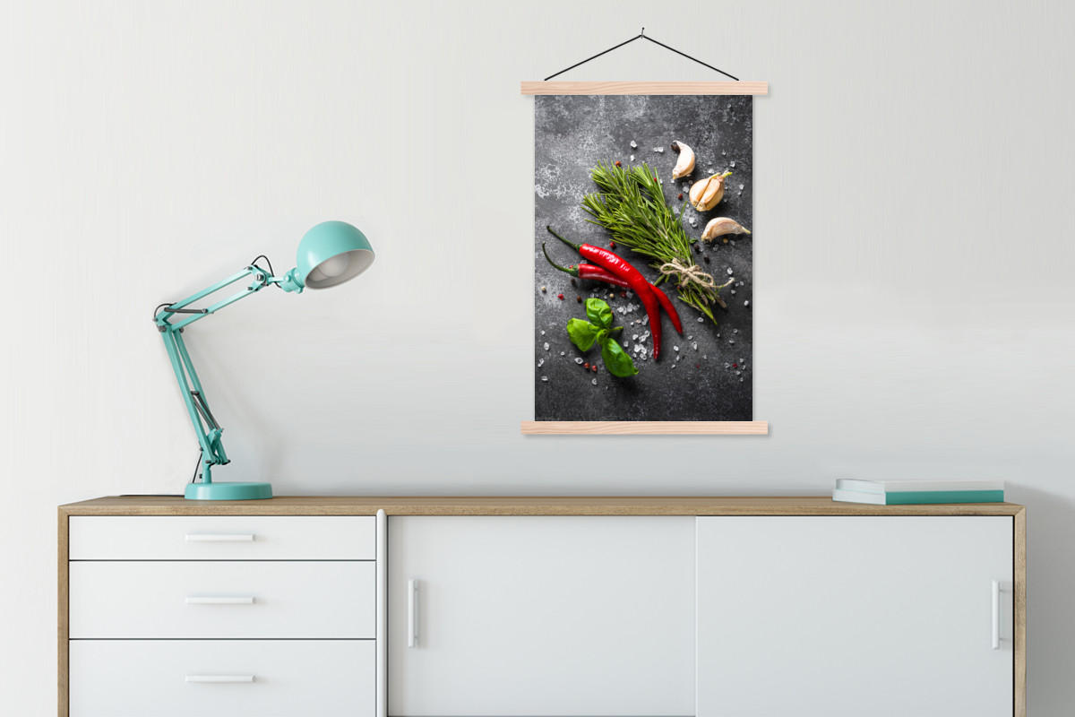 POSTER Pfeffer - Kräuter - Gewürze - Beton 60x90 cm - Dunkelgrau, Textil (60/90/0.15cm) - MuchoWow