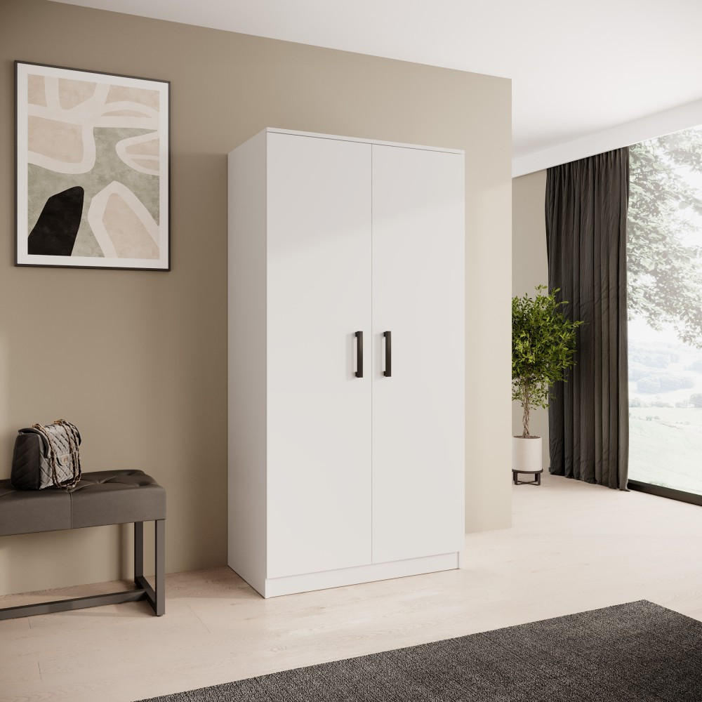 DREHTÜRENSCHRANK Trend, ohne Schubladen, Weiß - Schwarz/Weiß, Holzwerkstoff (90/180/50cm) - Beautysofa