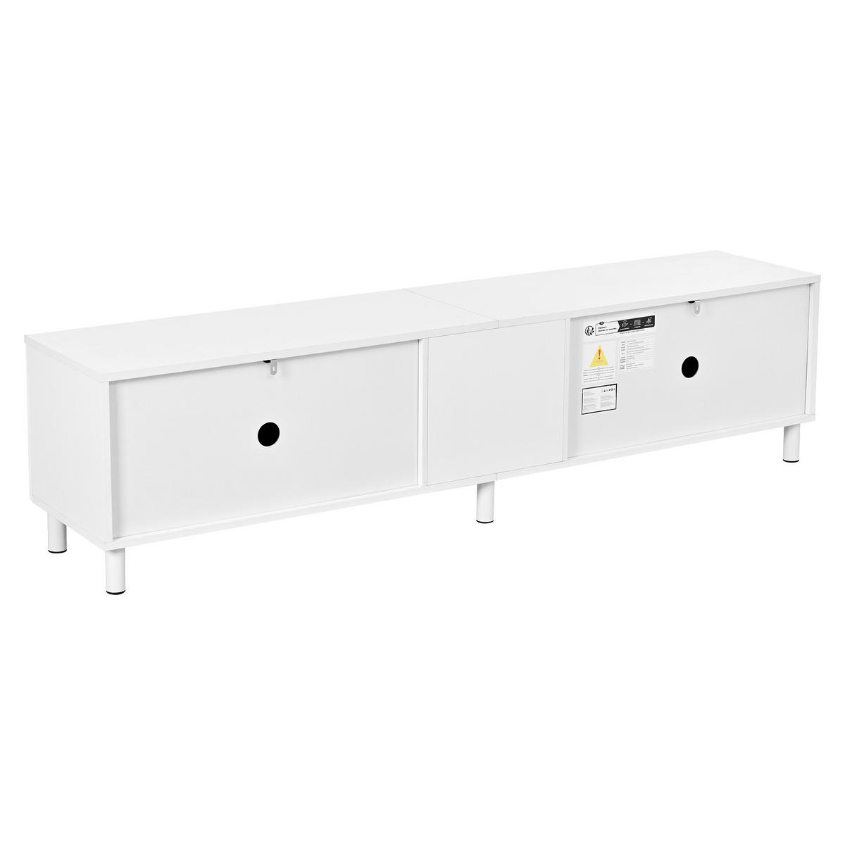 LOWBOARD Weiß 180/38/45 cm, 5 Türen, Metallfüße, Bogen-Design - Weiß, Holzwerkstoff (180/45/38cm) - PANGIVO