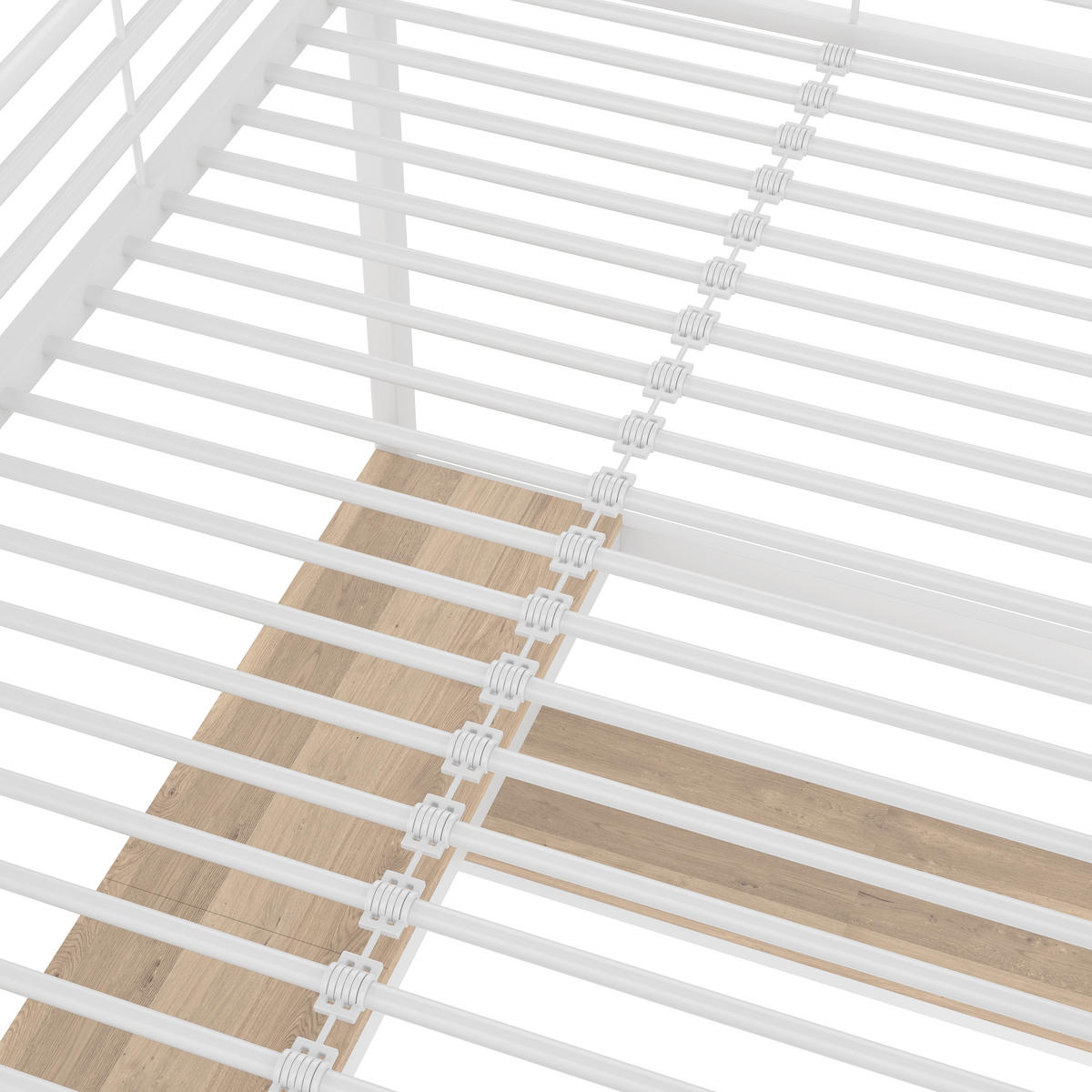 HOCHBETT 90x200cm Weiß Metall Schreibtisch LED-Licht USB-C - Weiß, Metall (90/200cm) - FLIEKS