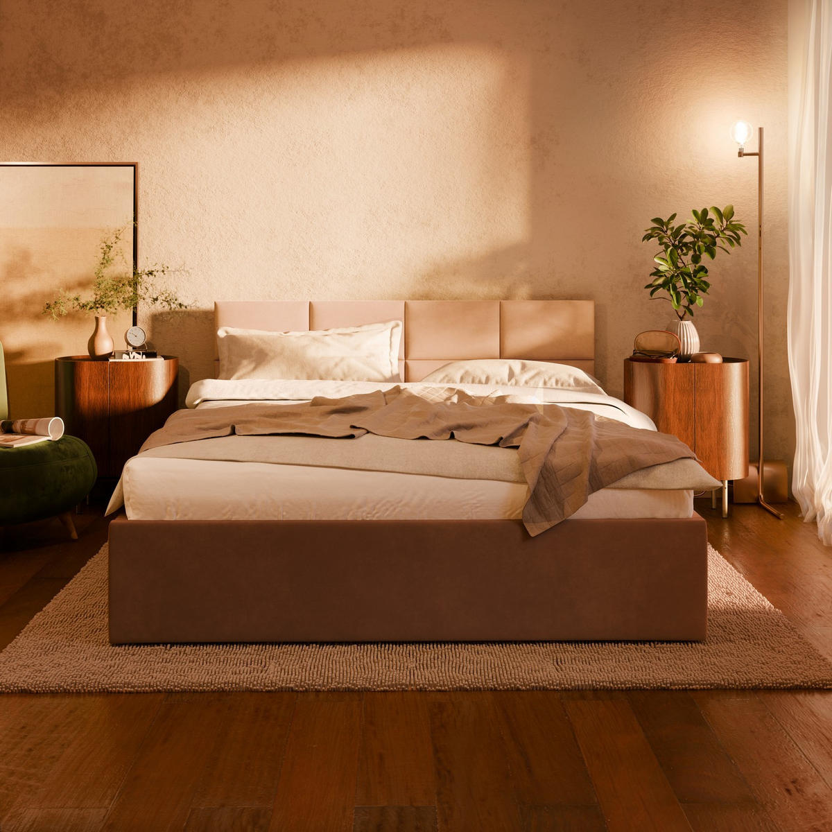 POLSTERBETT MIT KOPFTEIL 160x200 ohne Bettkasten BORGO, Beige - Creme, Textil (160/200cm) - Mebligo
