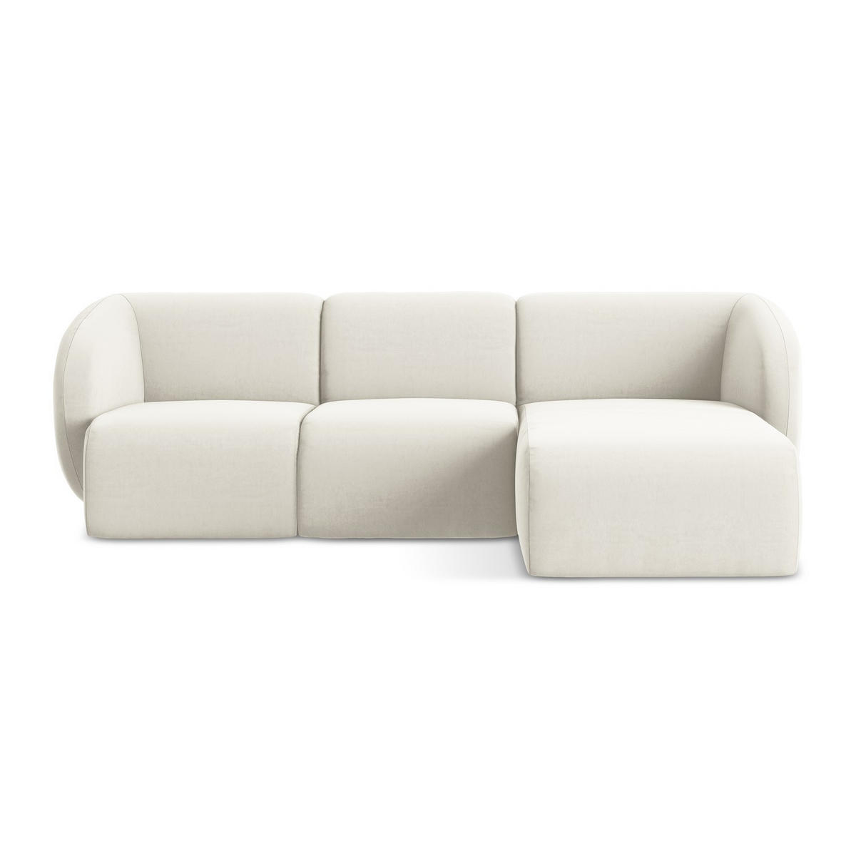ECKSOFA Rechts Samt Stoff Beige - Creme/Schwarz, Holzwerkstoff/Kunststoff (248/166cm) - LaMiaSofa