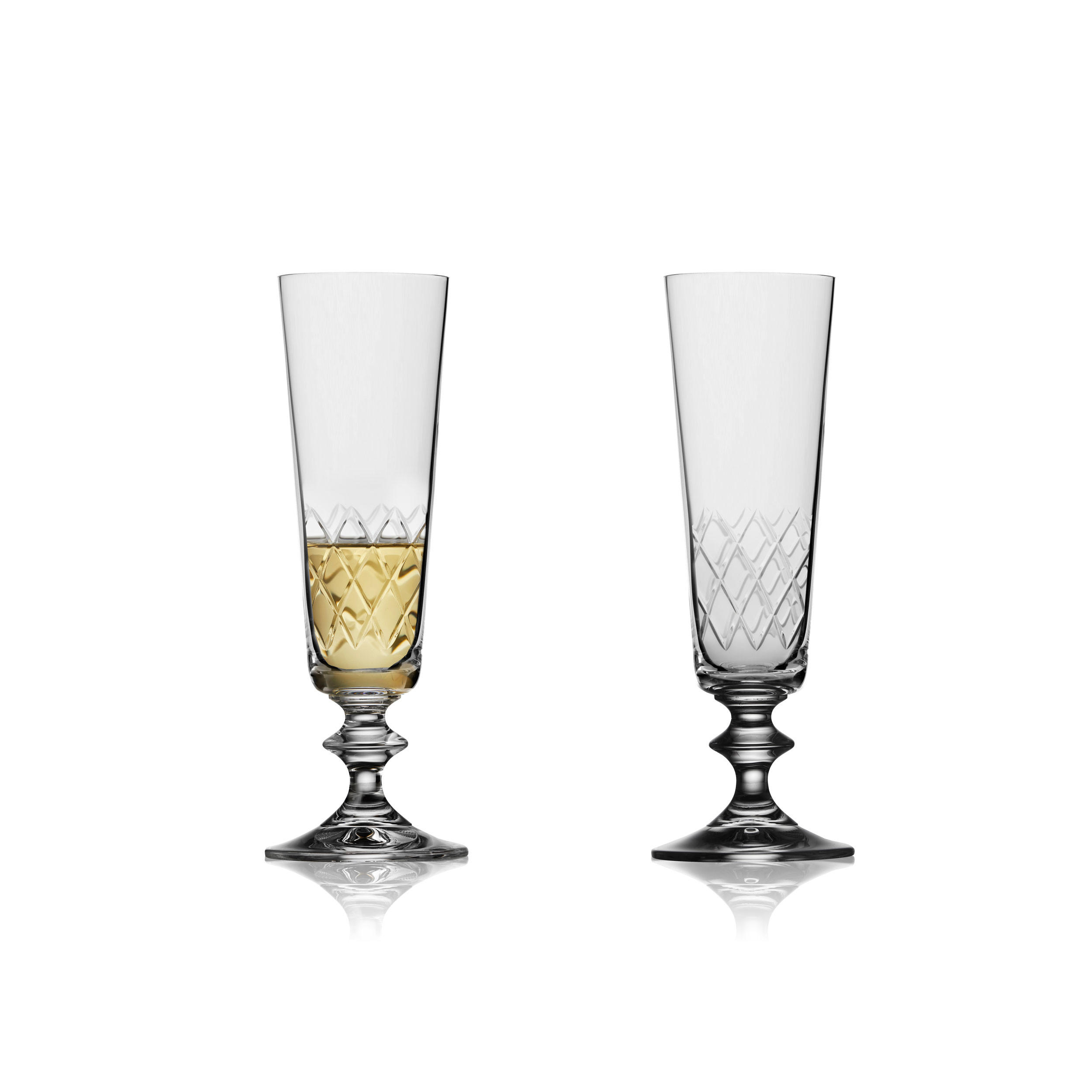 SEKTGLAS Eaton 2er Set, Kristallglas, Transparent, 160 ml - Transparent, Glas (0.16L) - Lyngby Glas