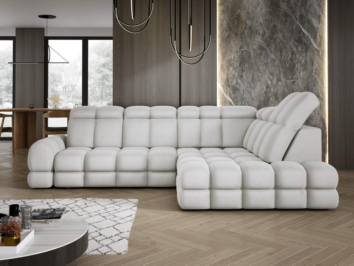 ECKSOFA TOLLO Solar-stoff L-form 302x217x105 cm esche - Silberfarben, Holz/Textil (217/302cm) - DomoHome