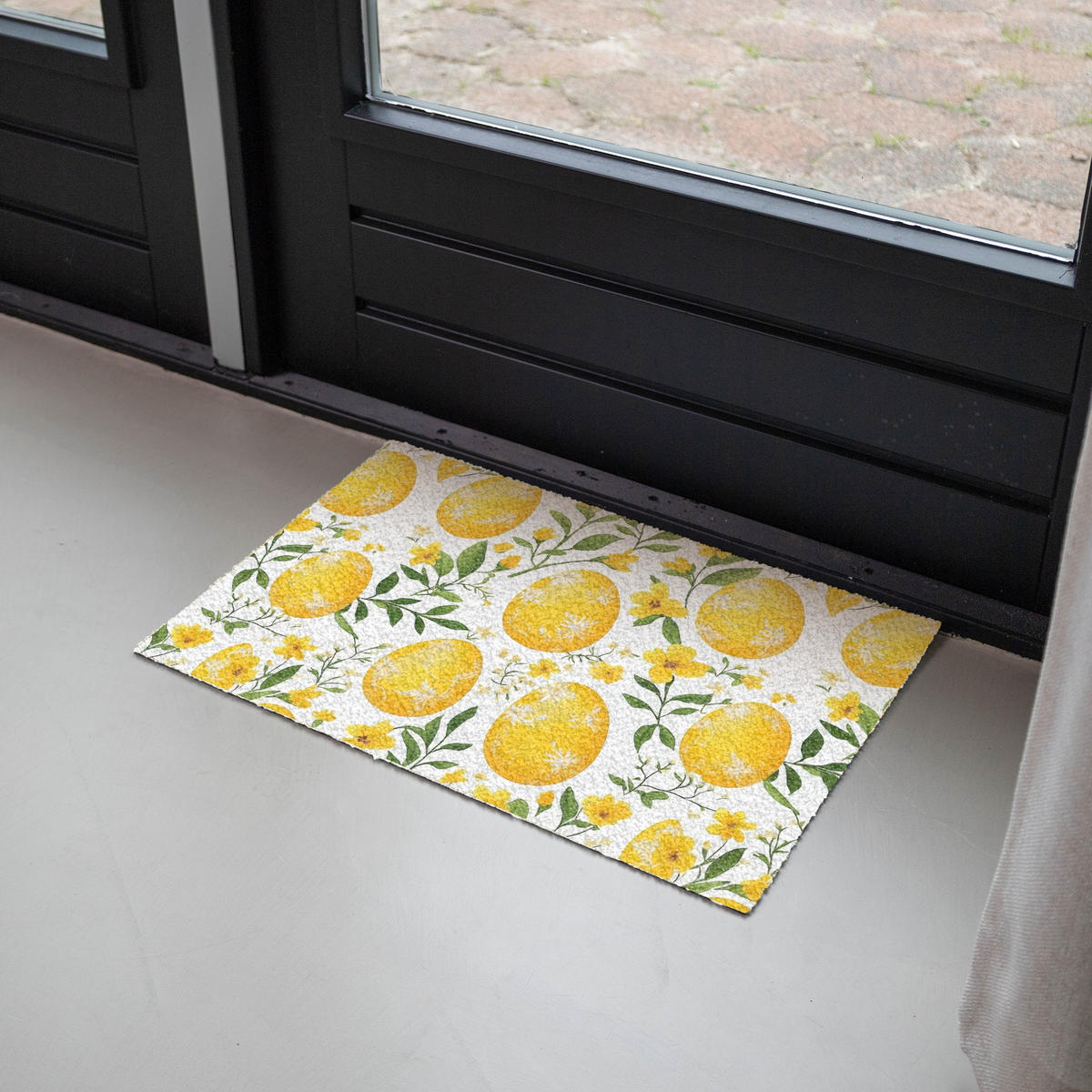 FUSSMATTE Blumen - Ostereier - Gelb Teppichmatte 60x40 cm - Gelb, Kunststoff (40/60cm) - MuchoWow