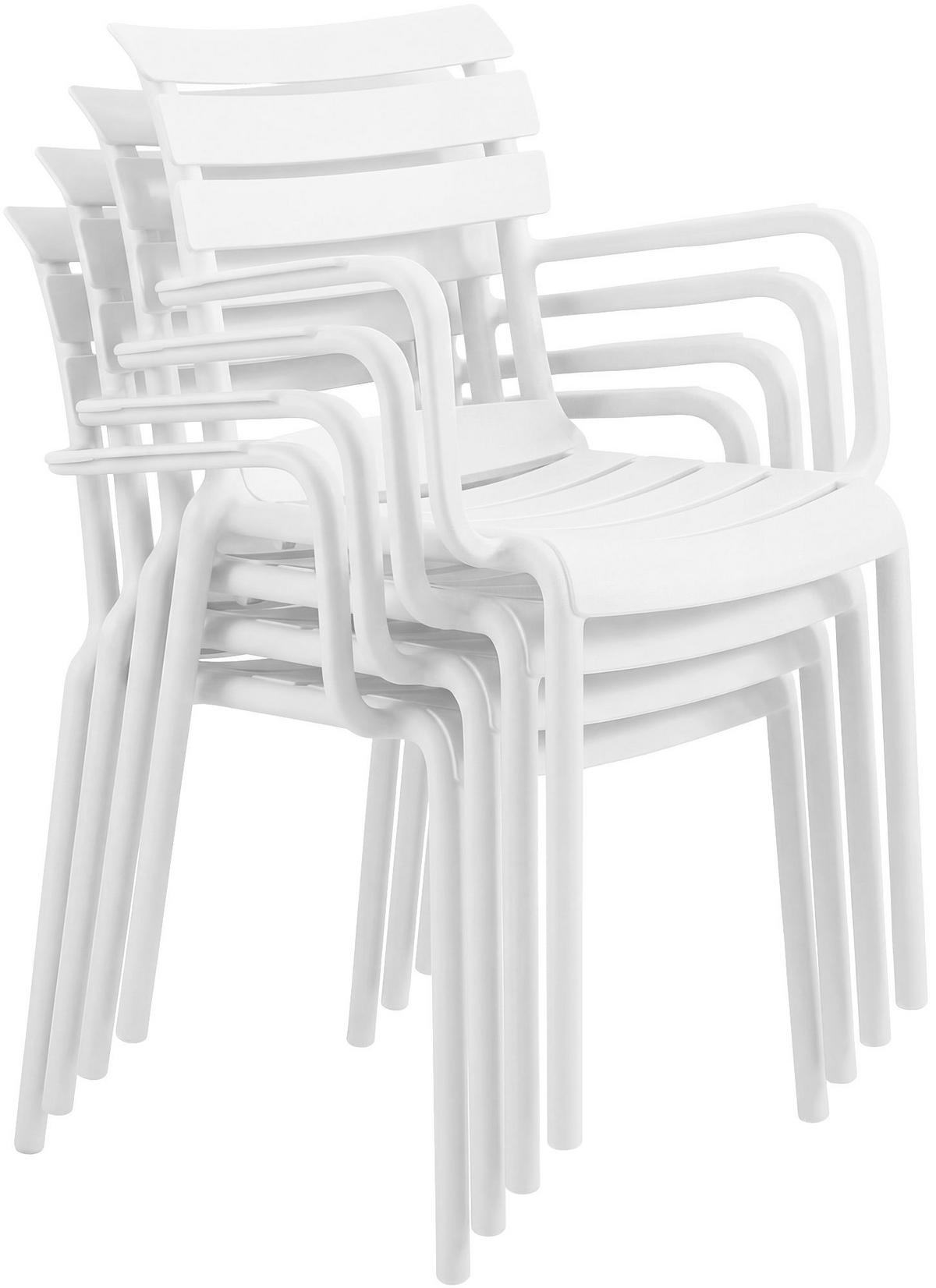 GARTENMÖBEL-SET Nora 4 Stühle 186x186x82cm Kunststoff Weiß Balkonset - Weiß, Kunststoff - DELUKE