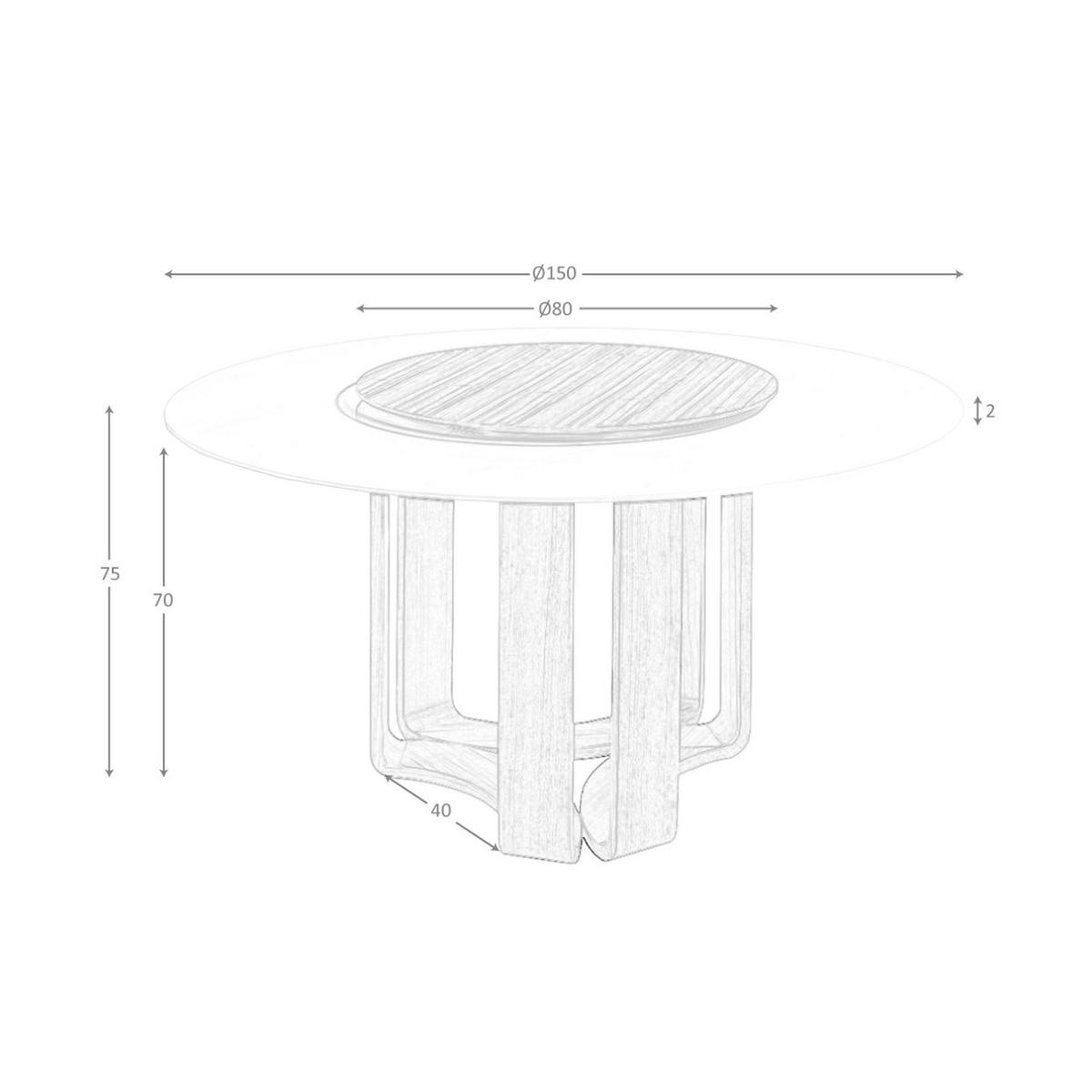 ESSTISCH Esstisch runde porzellanmarmor aus Walnuss Ø150/75 cm - Walnussfarben/Weiß, Stein (150/150/75cm) - ANGEL CERDA
