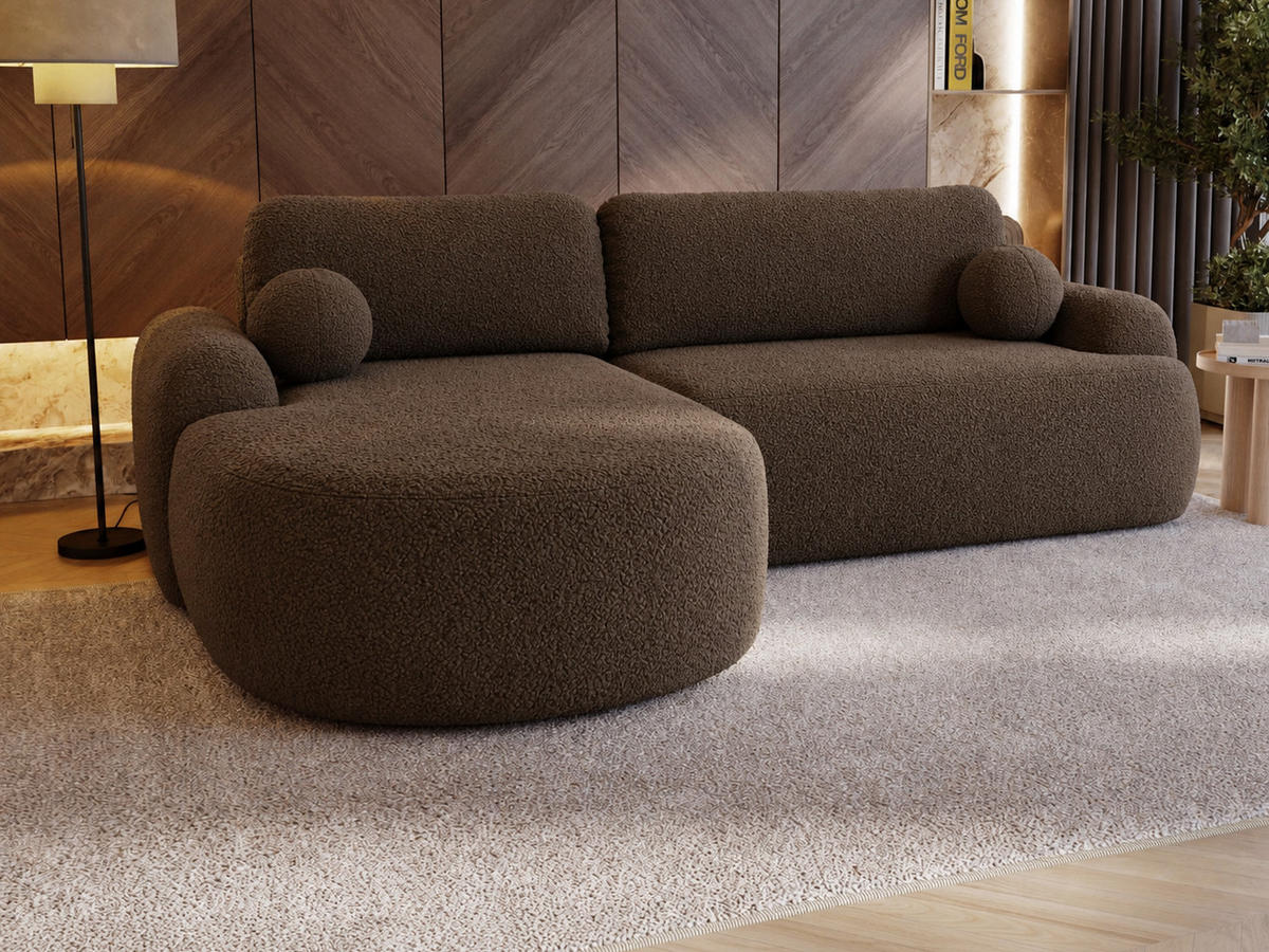 ECKSOFA Aurio Dunkelbraun Links - Dunkelbraun, Holz/Textil (177/261cm) - Graingold