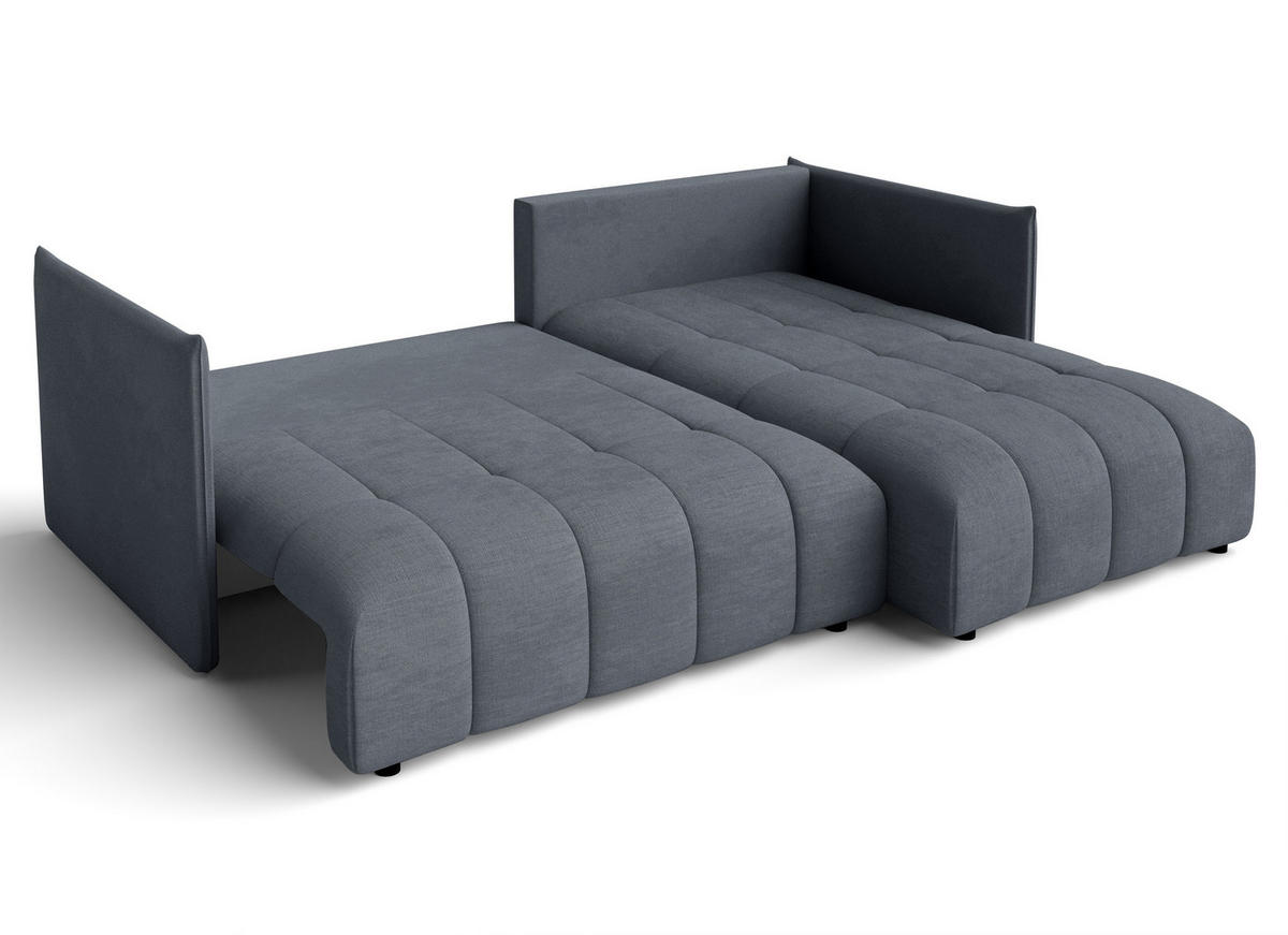 ECKSOFA L Form Cosmova Dunkelgrau 245/182/83 cm mit Schlaffunktion - Dunkelgrau/Schwarz, Kunststoff/Textil (245/182cm) - AX Living