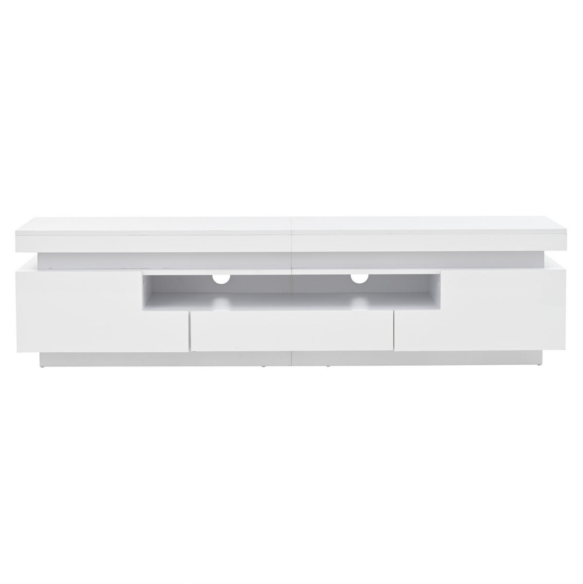 TELEVIZNÍ stolek 175/38/45 cm s LED osvětlením, 2 skříňkami, zásuvkou a polootvoreným úložným prostorem, Bílá - bílá, kompozitní dřevo (175/45/38cm) - Redom