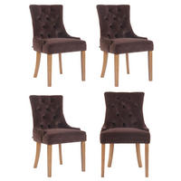 WOHNZIMMERSTUHL 4er Set Samt braun - Naturfarben/Braun, Holz/Textil (55/92/58cm) - CLP
