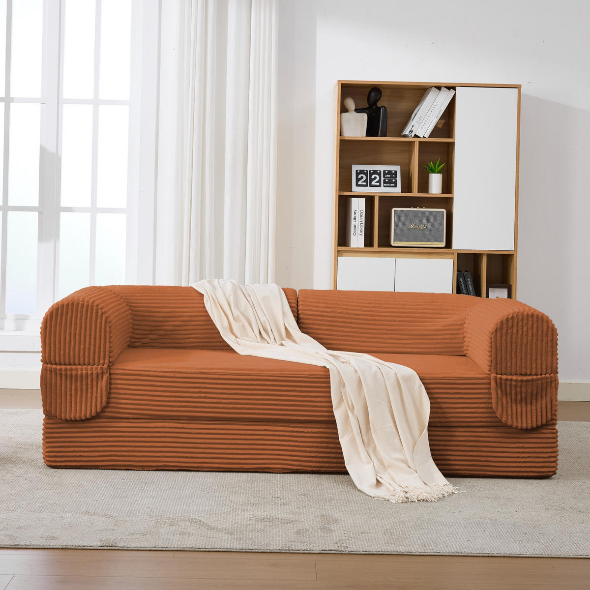 SCHLAFSOFA DE-35181 2-in-1 umwandelbar Orange - Orange, Textil (78/65/190cm) - ComfortXL