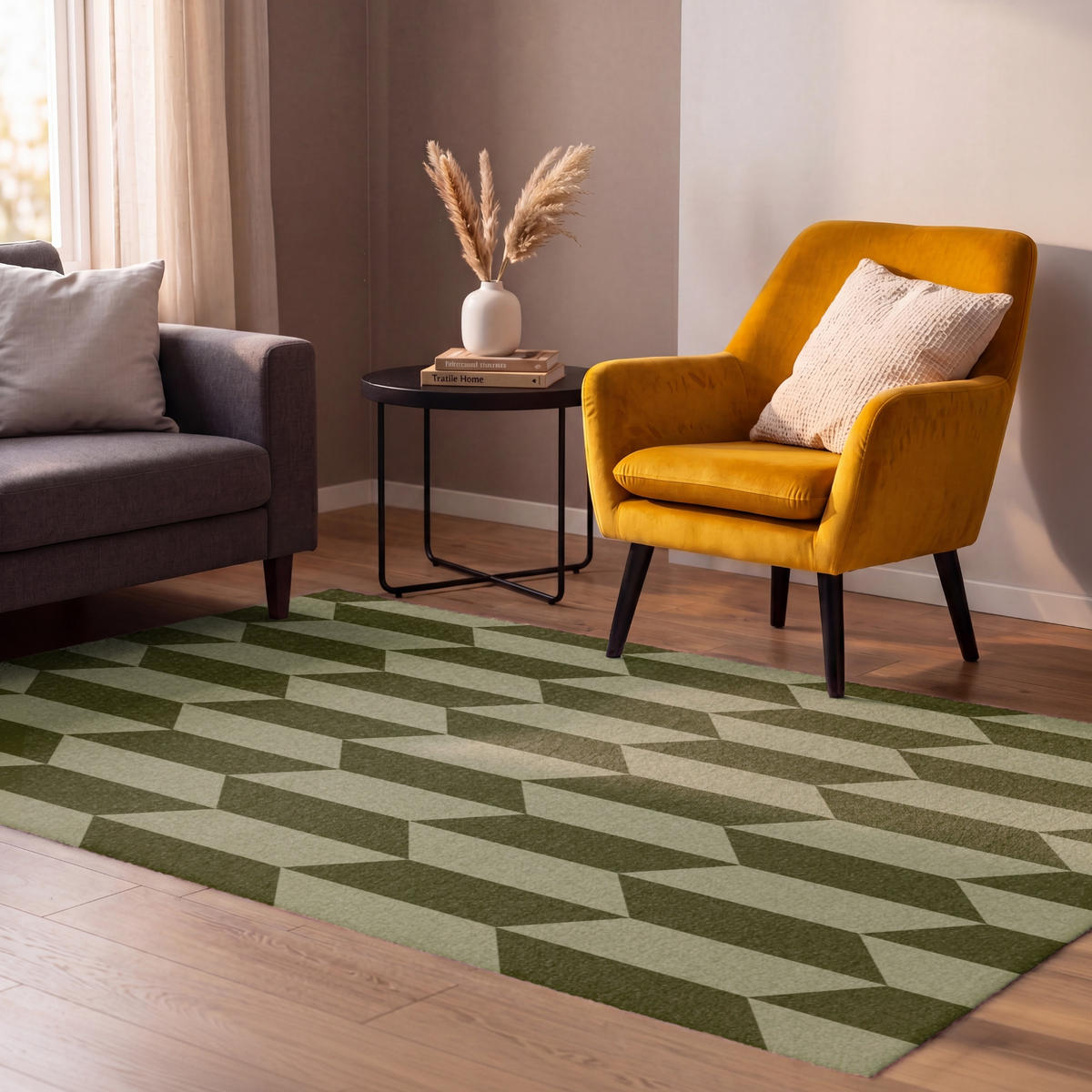 PREPROGE - Cikcak - 90x150 cm - olivno zelena, umetna masa/tekstil (90/0.4cm) - OnlyWow