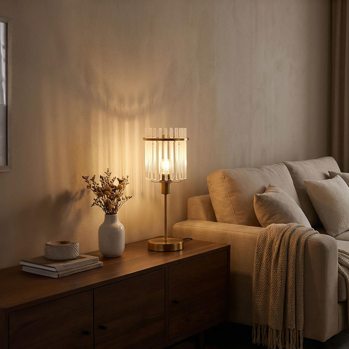 LED TISCHLEUCHTE GORLEY Metall Gold - Goldfarben, Glas (15/15/37.5cm) - Globo Lighting