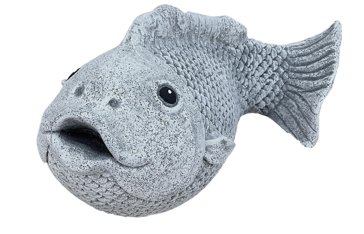 STEINFIGUR Karpfen Kunibert Koi Fisch frostfest wetterfest - Grau, Stein (34/17/22cm) - stoneandstyle