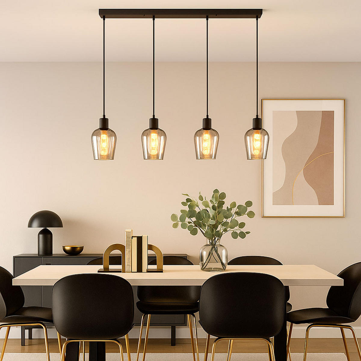 HÄNGELEUCHTE Glas rauchfarben Schwarz - Schwarz, Glas (103.5/13.5/150cm) - Globo Lighting