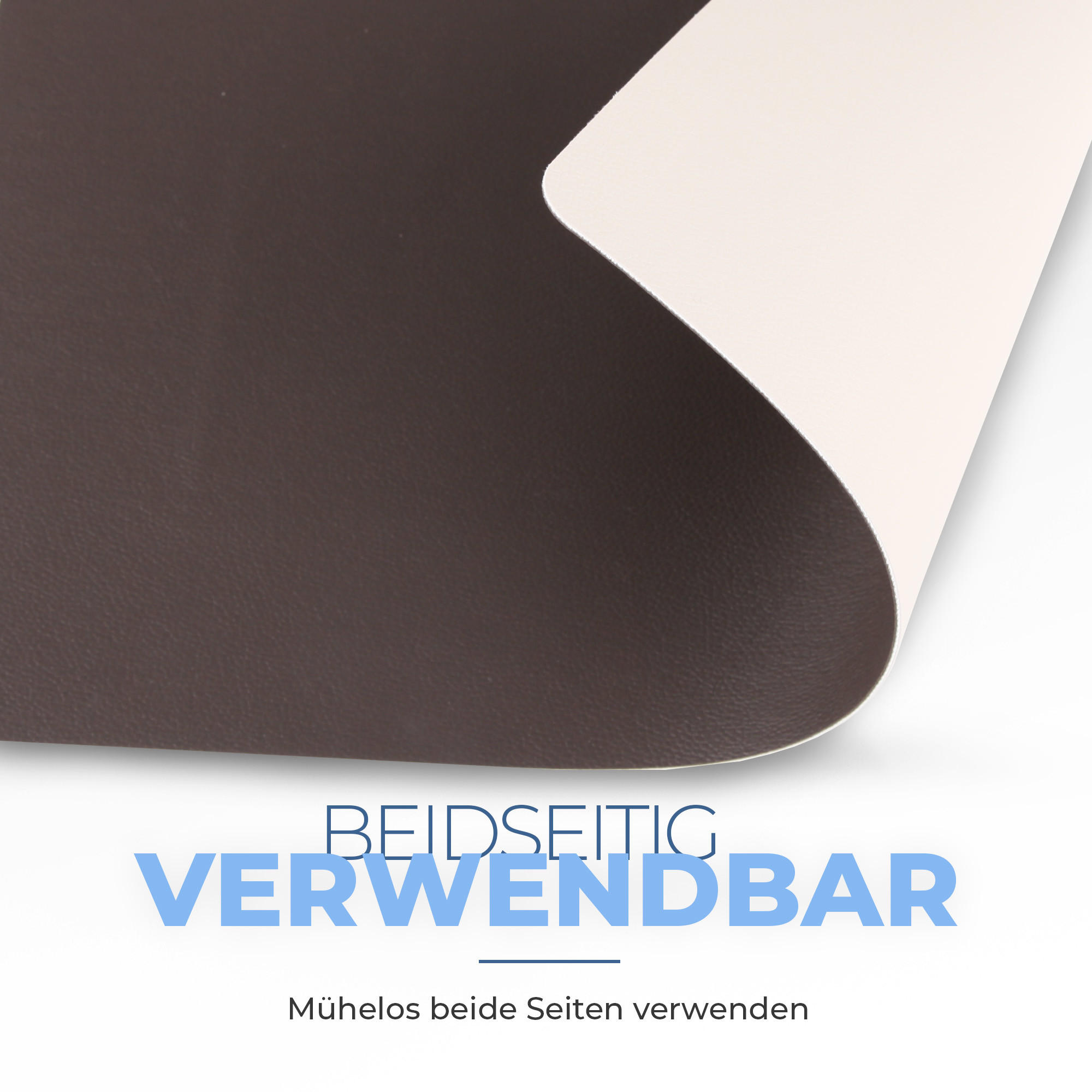 TISCHSET ( 4er Set ) abwischbares Lederimitat Platzdeckchen 46x33cm - Doppelseitiges Unifarben ( Braun / Beige ) Kunstleder Platzset - Beige, Kunststoff (33/46cm) - Bestlivings