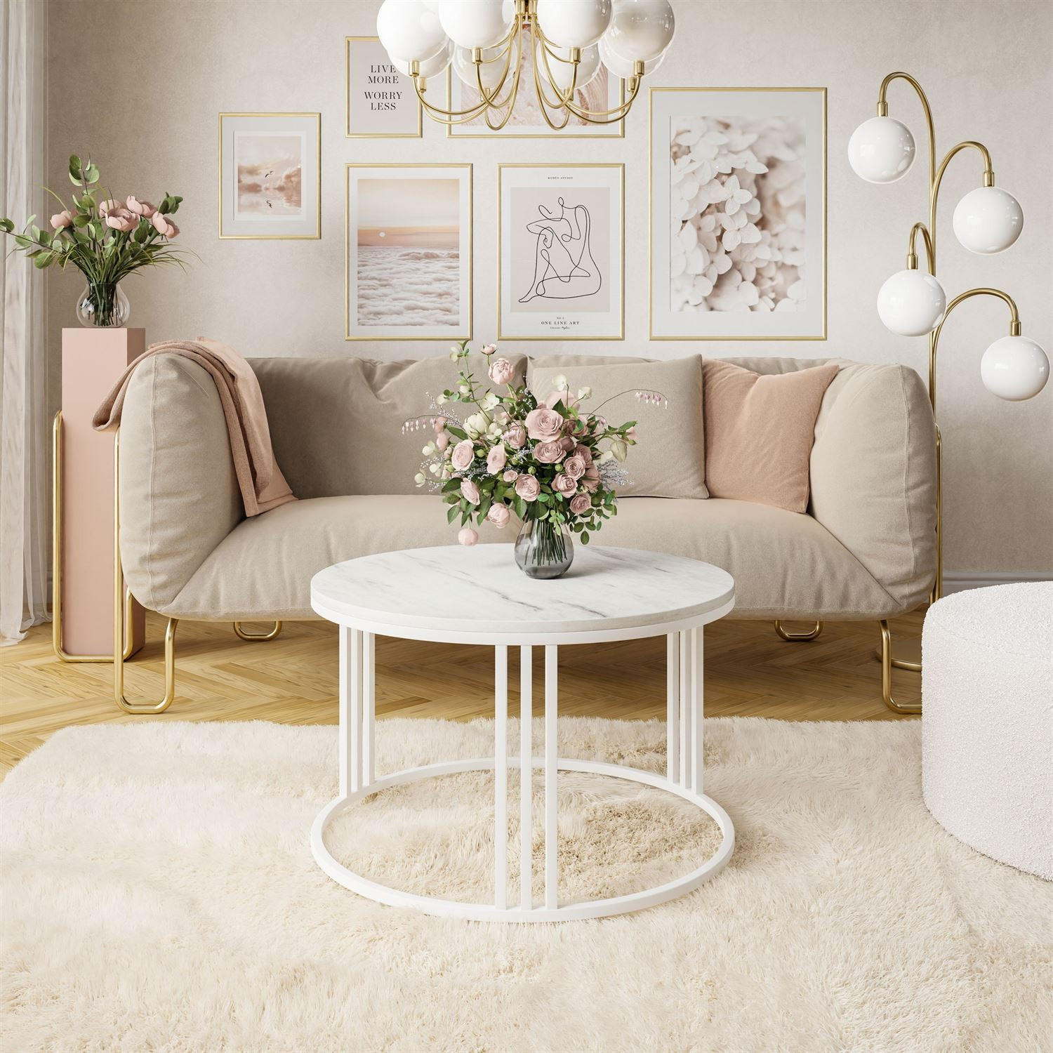 COUCHTISCH LORI LEVANTO - Weiß, Holzwerkstoff (70/70/48cm) - Lookway