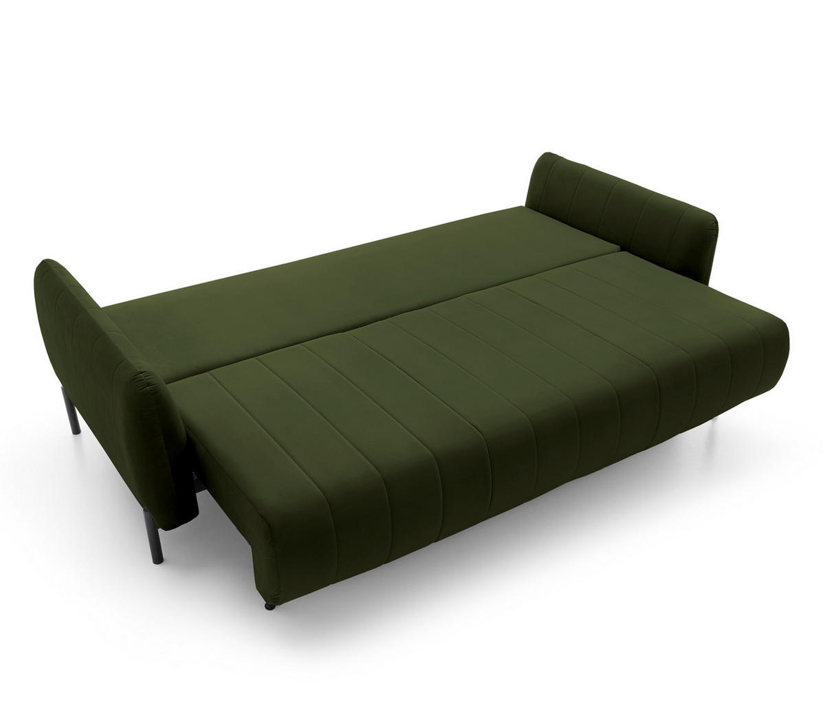 SCHLAFSOFA Neva Olivgrün Velours 234 cm - Schwarz/Olivgrün, Textil/Metall (234/90/100cm) - Selsey