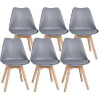 STUHL 6er Set Kunststoff grau - Eukalyptusholzfarben/Grau, Holz/Kunststoff (49/83/50cm) - CLP