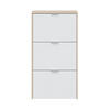 SCHUHSCHRANK 3 Klappen Zapateros - L60 cm - Eichefarben/Weiß, Holzwerkstoff (22/113/60cm) - Calicosy