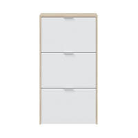 SCHUHSCHRANK 3 Klappen Zapateros - L60 cm - Eichefarben/Weiß, Holzwerkstoff (22/113/60cm) - Calicosy