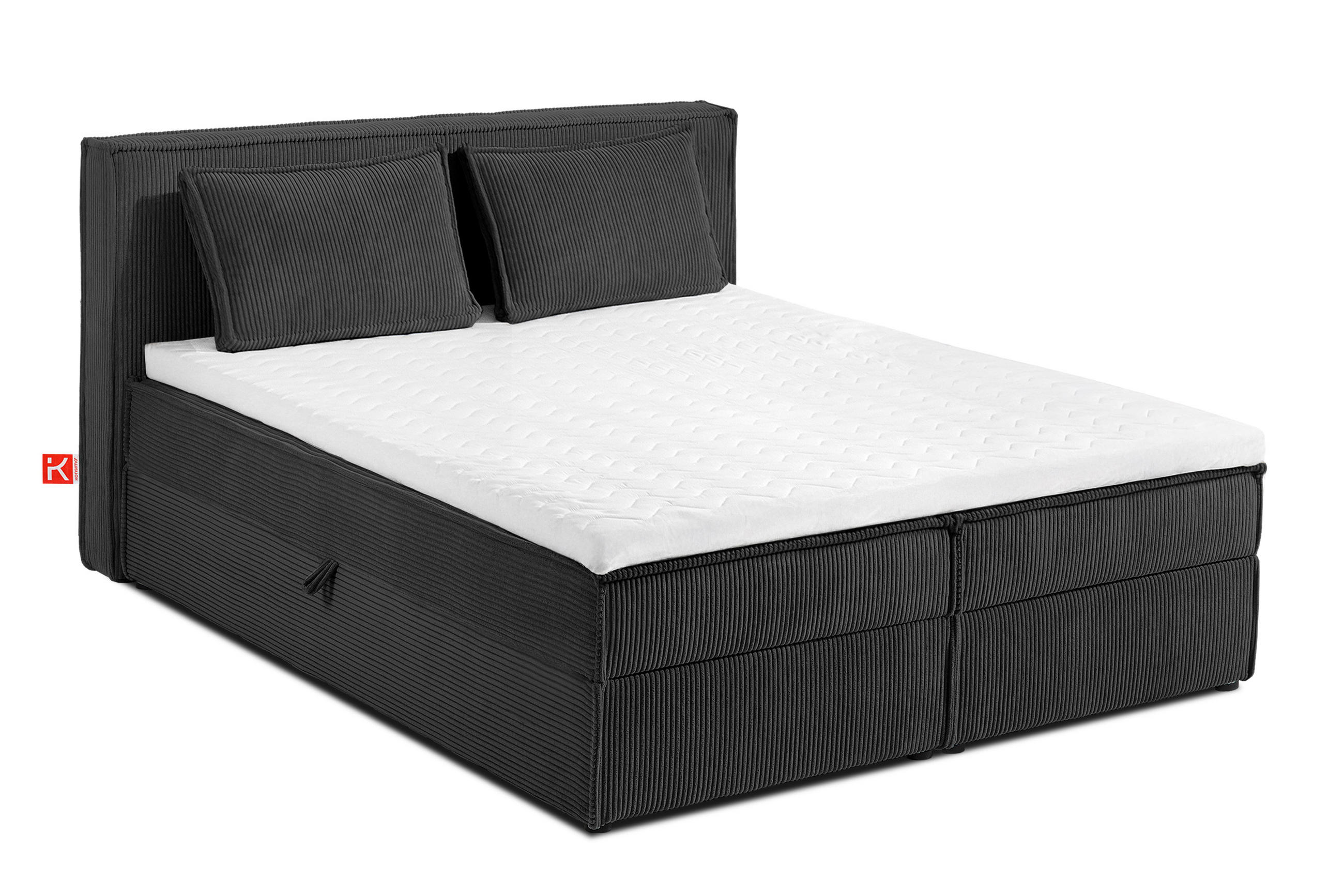 BOXSPRINGBETT ROTI mit Stauraum, dunkelgrau - Dunkelgrau/Schwarz, Holz/Holzwerkstoff (140/200cm) - KONSIMO®