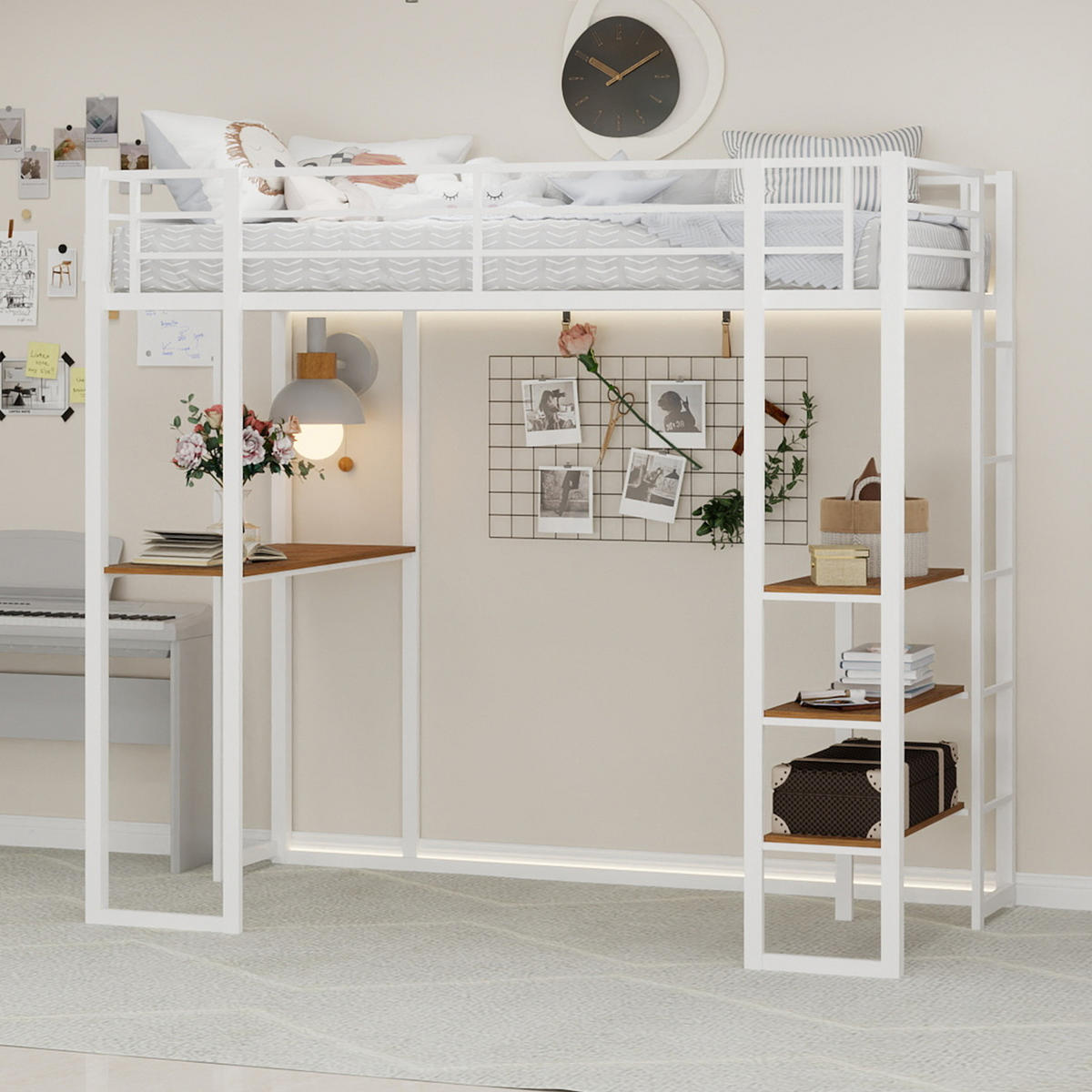 HOCHBETT Metall Schreibtisch Regal - Weiß, Metall - LEBENLANG