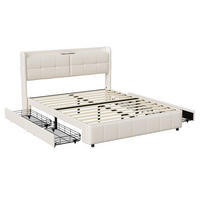 POLSTERBETT 160x200 cm mit Schubladen Leselicht Ladestation Bettkasten - Weiß, Holz (160/200cm) - PARAFTA HOME