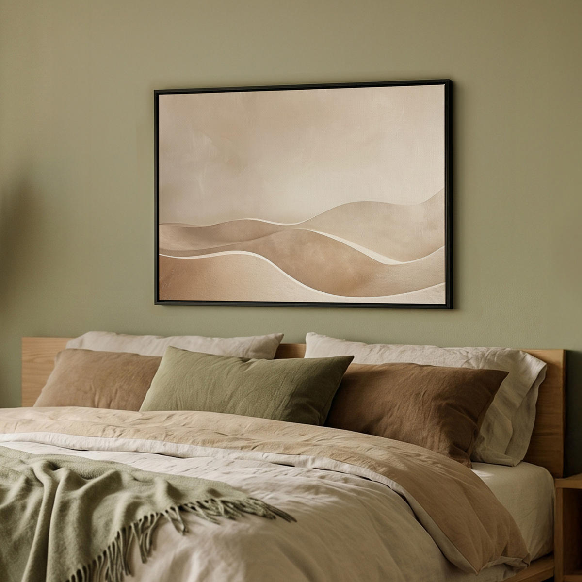 LEINWAND Bilder mit Rahmen - Beige - Natur - Abstrakt - Modern - 80x60 - Beige, Textil (80/60cm) - MuchoWow