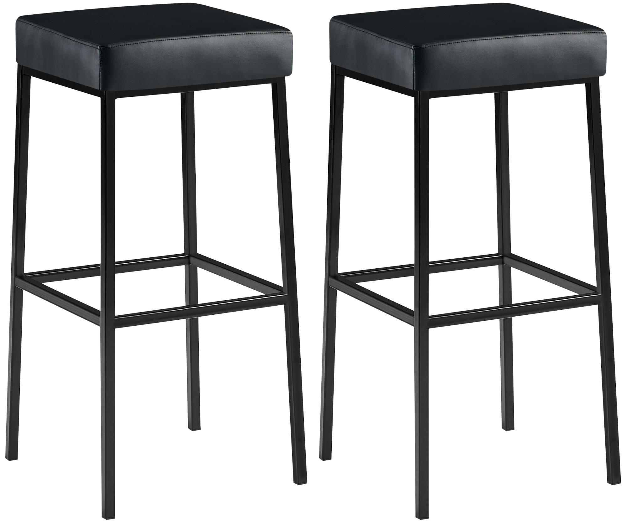BARHOCKER 2er Set Lederlook schwarz - Schwarz, Textil/Metall (37/83/37cm) - CLP