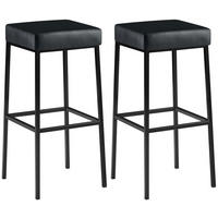 BARHOCKER 2er Set Lederlook schwarz - Schwarz, Textil/Metall (37/83/37cm) - CLP