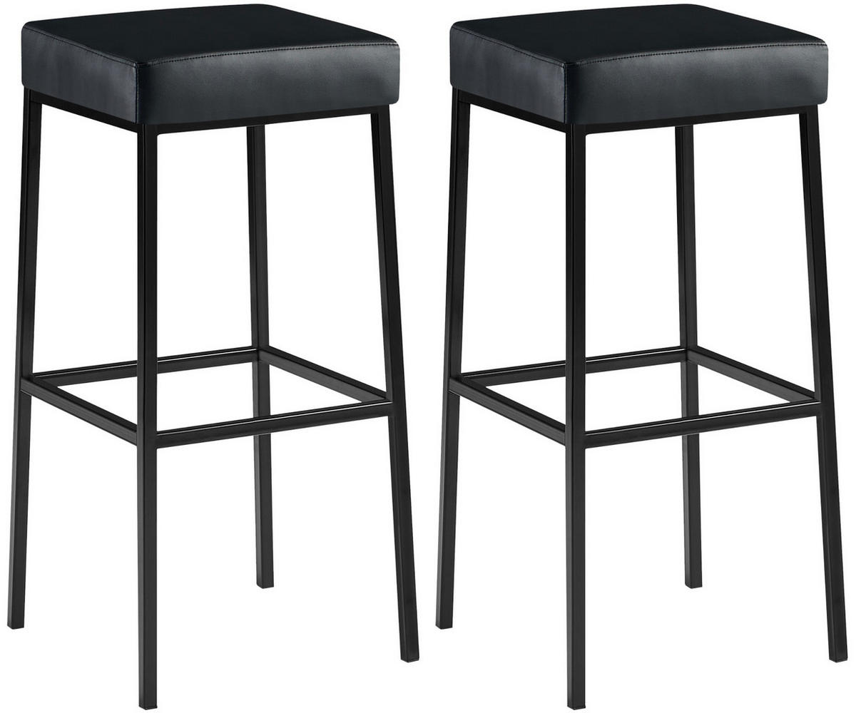 BARHOCKER 2er Set Lederlook schwarz - Schwarz, Textil/Metall (37/83/37cm) - CLP