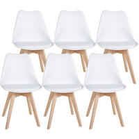 STUHL 6er Set Kunststoff weiß - Eukalyptusholzfarben/Weiß, Holz/Kunststoff (49/83/50cm) - CLP