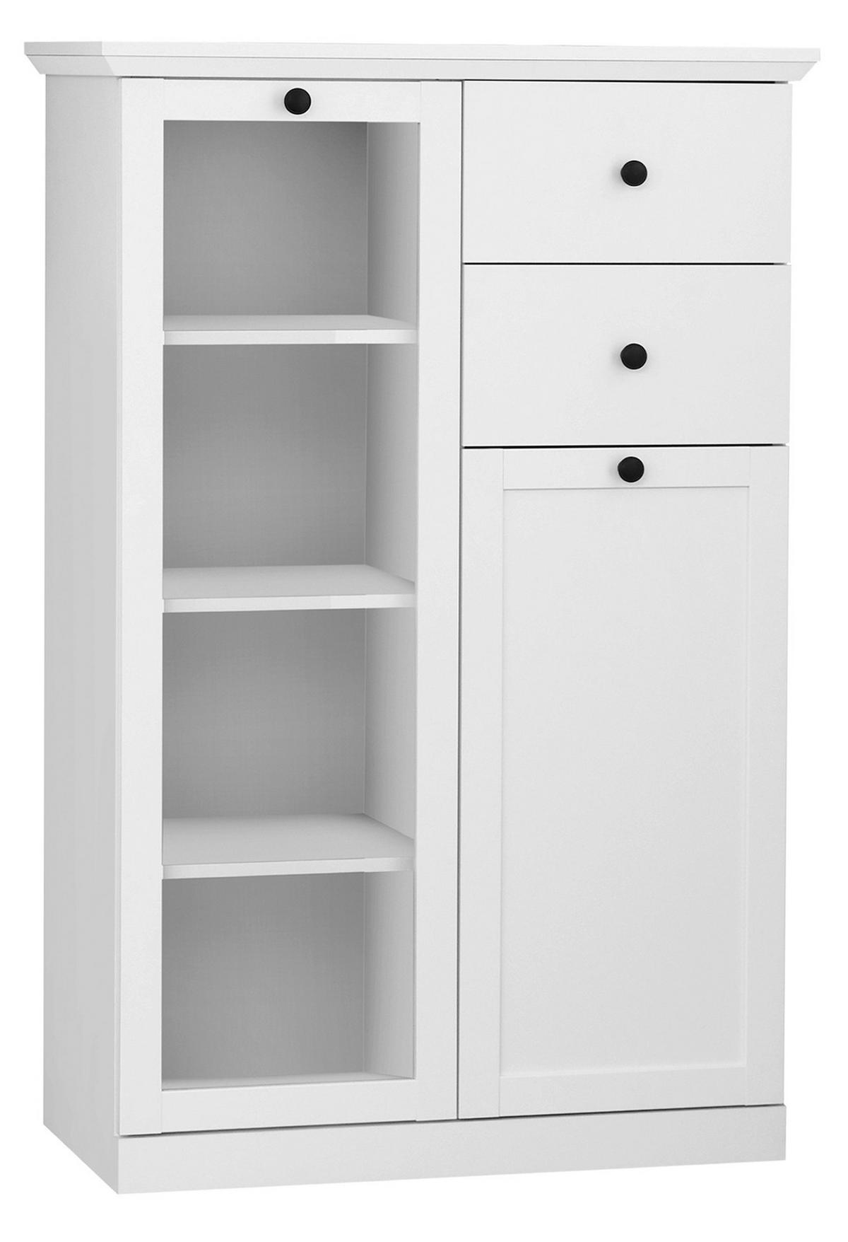 HIGHBOARD weiß matt 81 x 129 cm, Kommode im Landhaus-Stil - Silberfarben/Weiß, Glas/Holzwerkstoff (81/129/41cm) - Top.Furn