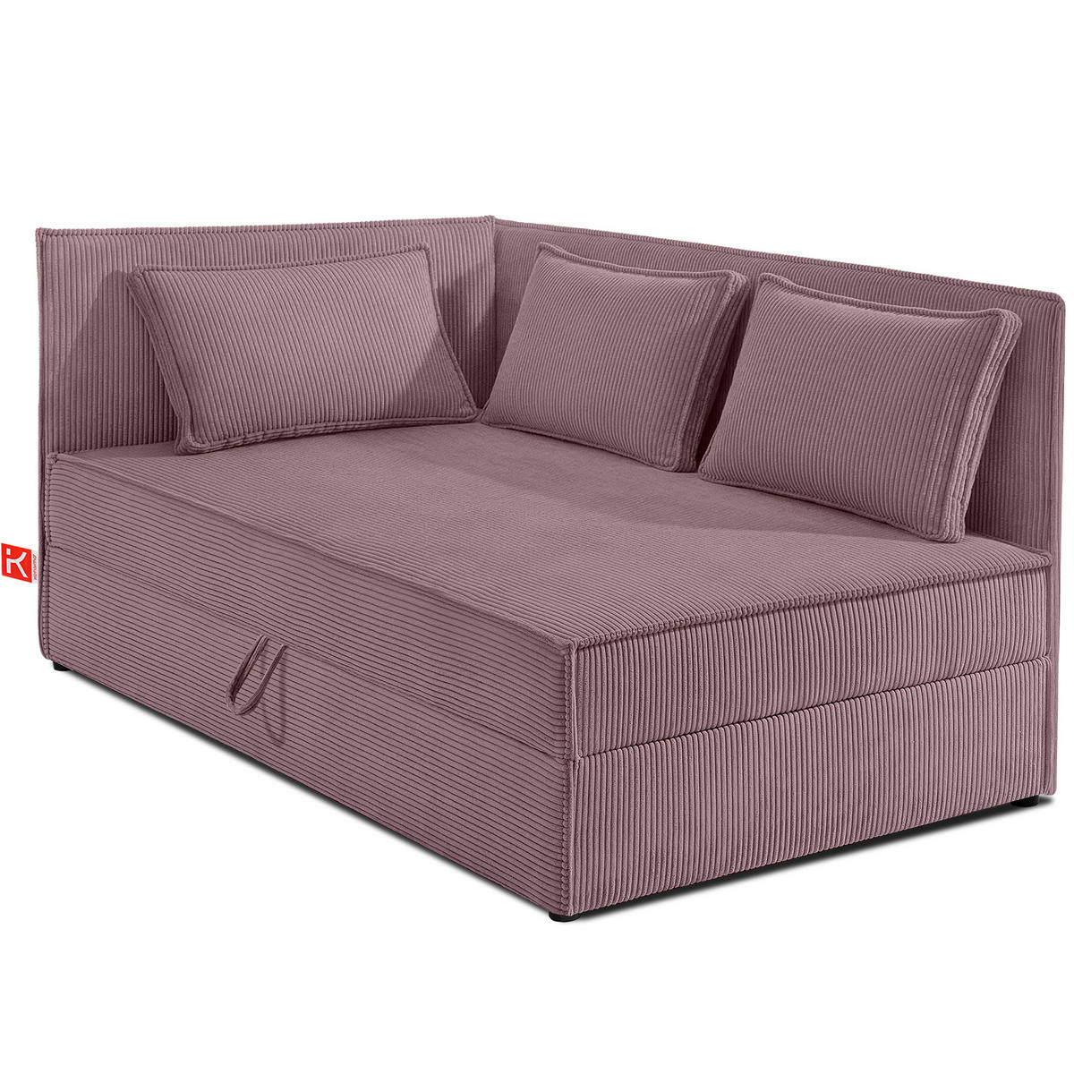 JUGENDBETT ROTI Einzelbett mit Bettkasten, 90x200cm, Bett mit Bonellmatratze, mit Rückenlehne - Lila/Schwarz, Holz/Holzwerkstoff (92/200cm) - KONSIMO®
