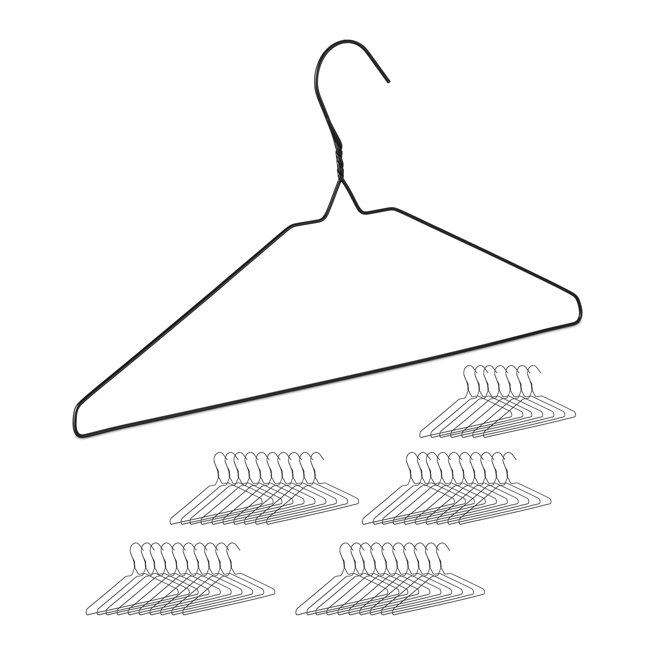 48XKOVOVÉ vešiaky - čierna, kov/plast (41/21/0.2cm) - Relaxdays