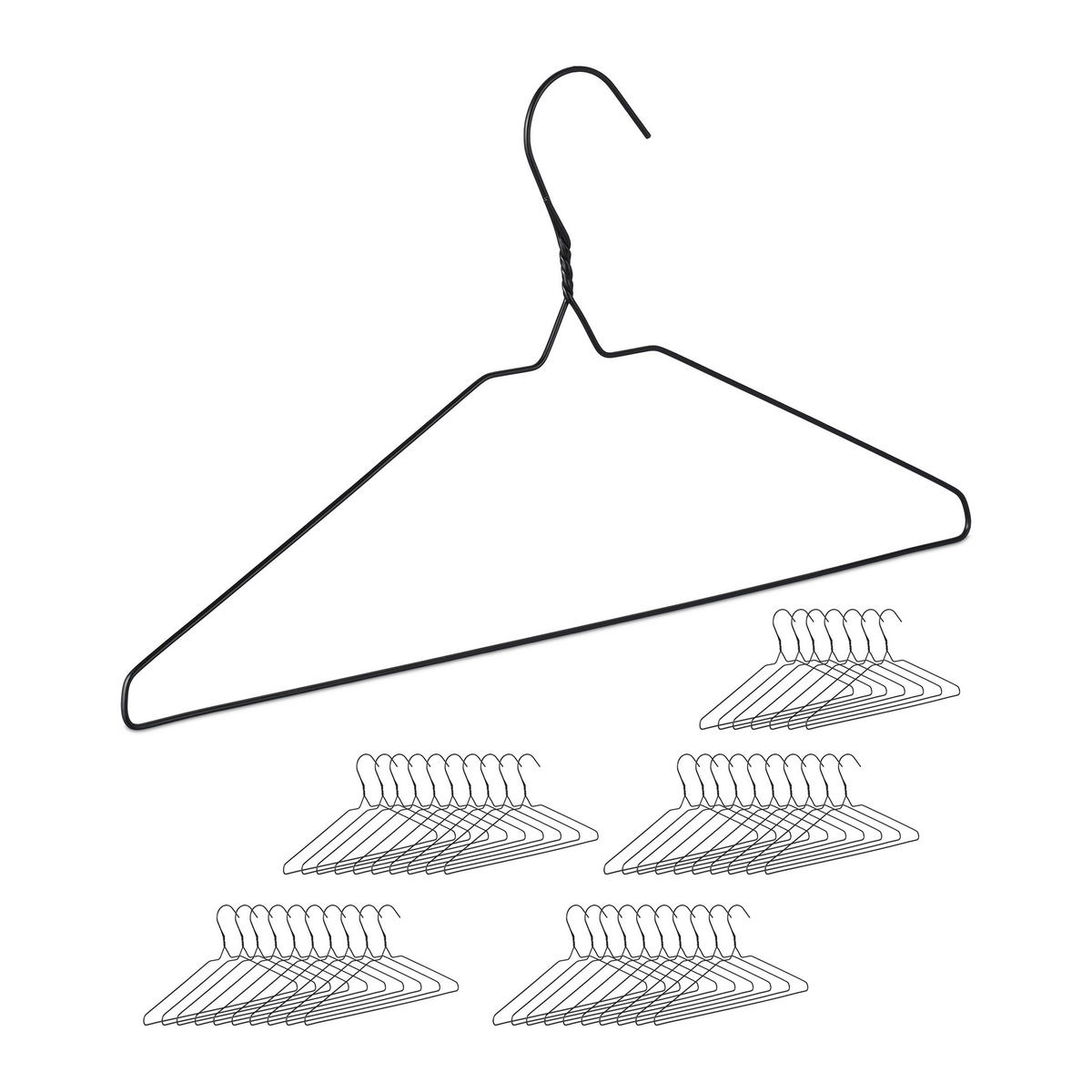 48XKOVOVÉ vešiaky - čierna, kov/plast (41/21/0.2cm) - Relaxdays