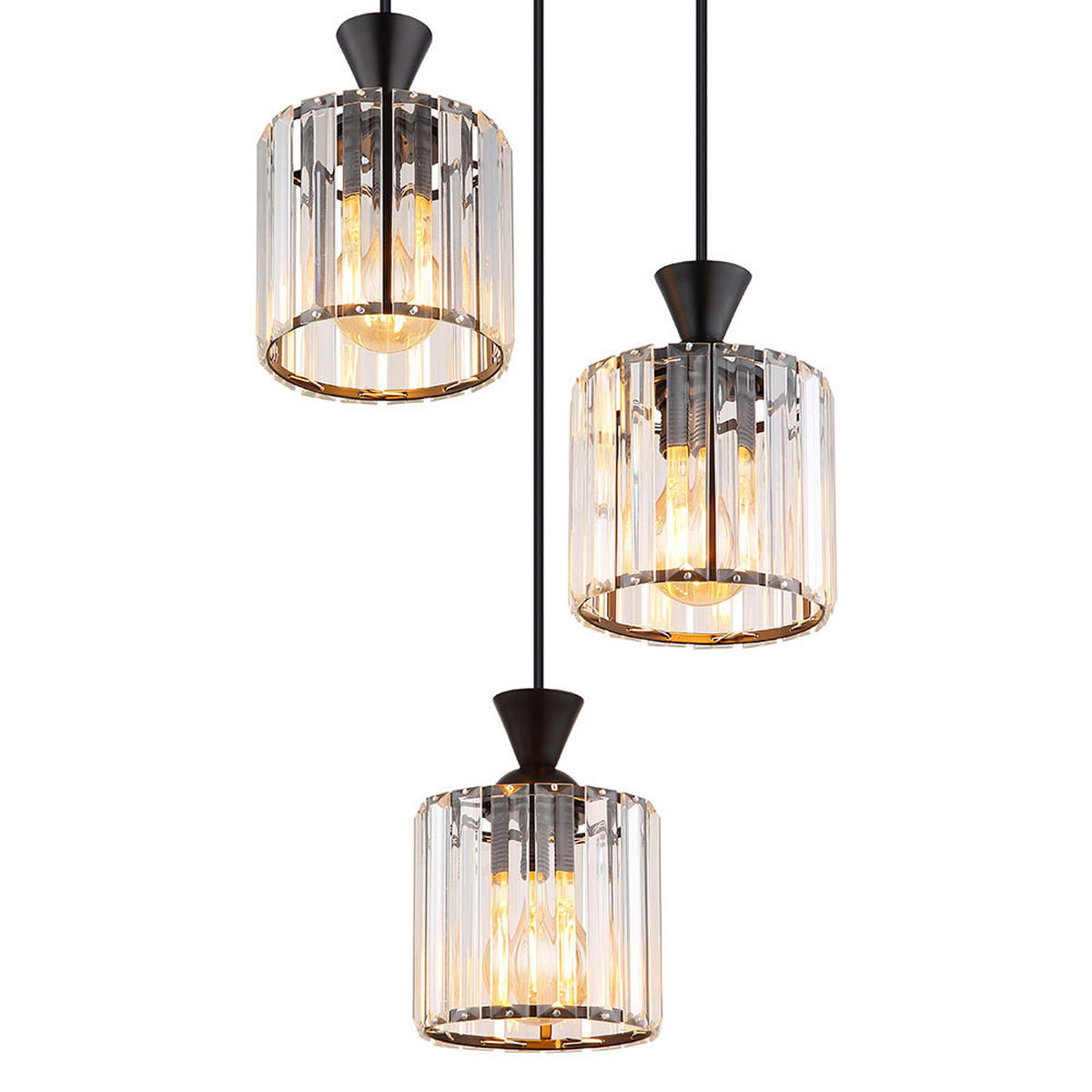 HÄNGELEUCHTE Metall Schwarz Kristalle - Schwarz, Metall (32/32/120cm) - Globo Lighting