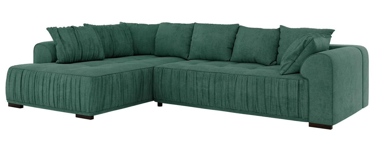 ECKSOFA ORTA Grün Stukture - Links - Schwarz/Grün, Textil (325/200cm) - MKS