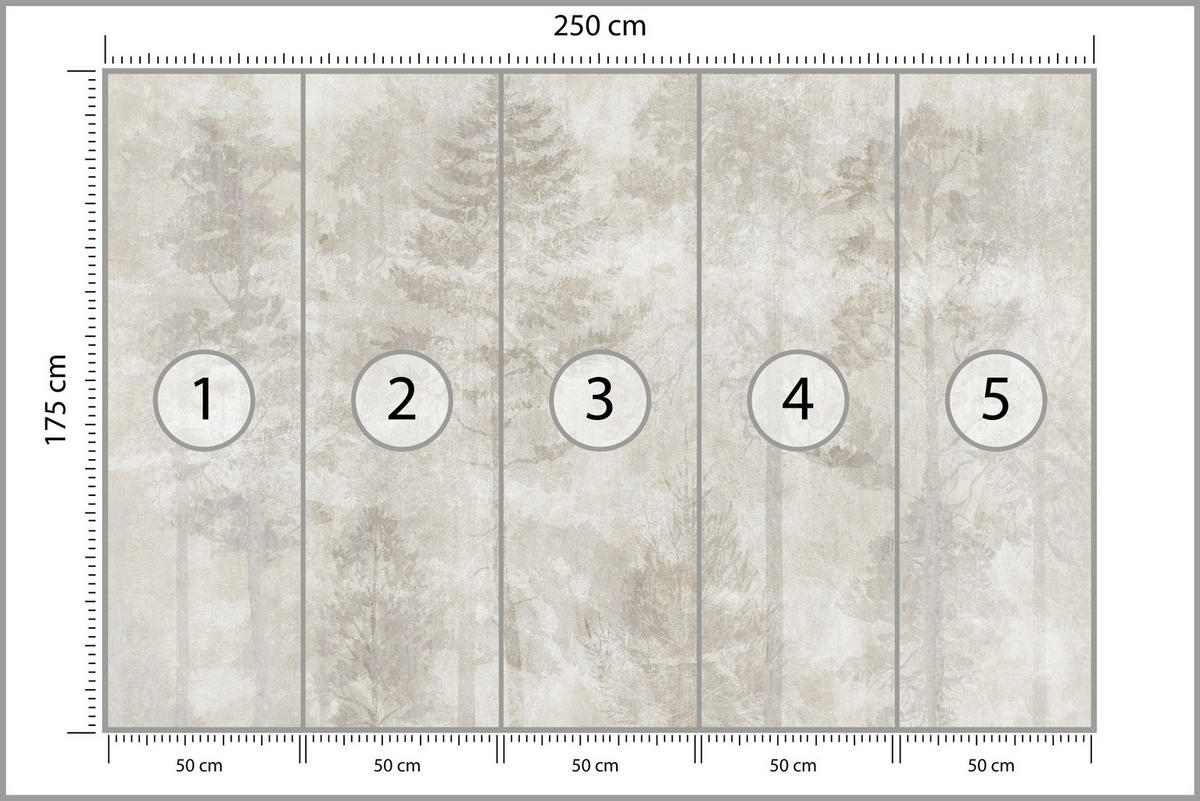 FOTOTAPETE für Wohnzimmer Boho Abstraktion Wald Bäume Beton Vintage 250x175 - Beige, Papier (250/175cm) - Muralo