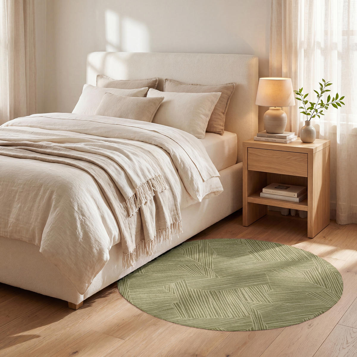 TEPPICH - Abstrakt - Modern - Grün - 90x90 cm - Olivgrün, Kunststoff/Textil (90/0.4cm) - OnlyWow