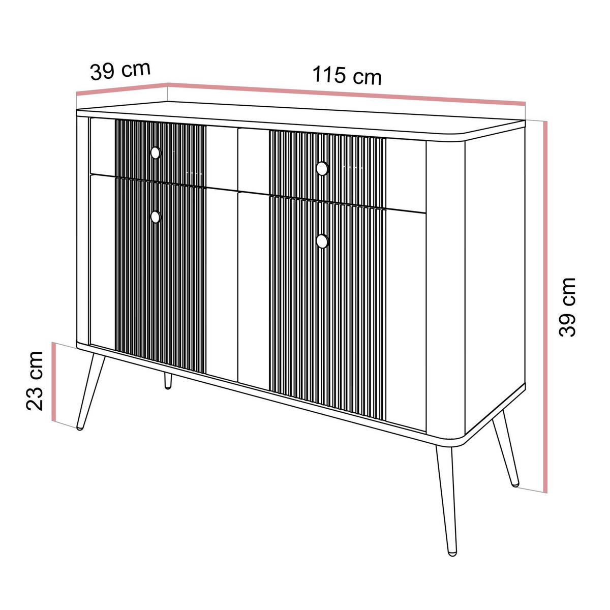 KOMMODE ELYSIA KASCHMIR 2D2S mit Schubladen und Goldenbeine - Kaschmir, Holzwerkstoff (115/89/39cm) - Lookway