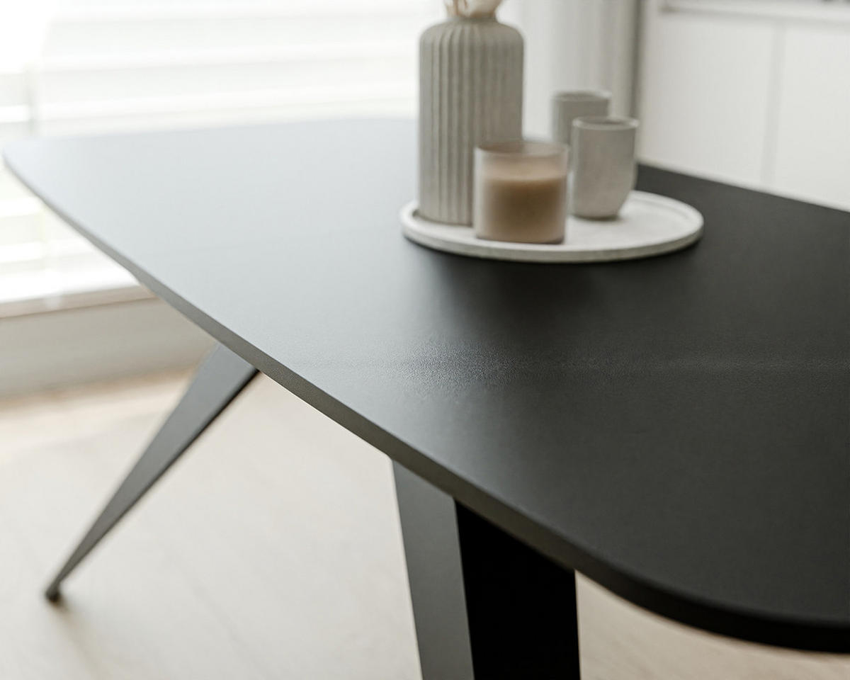 AUSZIEHTISCH FENTO 180/90/76 cm, Schwarz - Schwarz, Holzwerkstoff/Metall (90/180/76cm) - Idohome