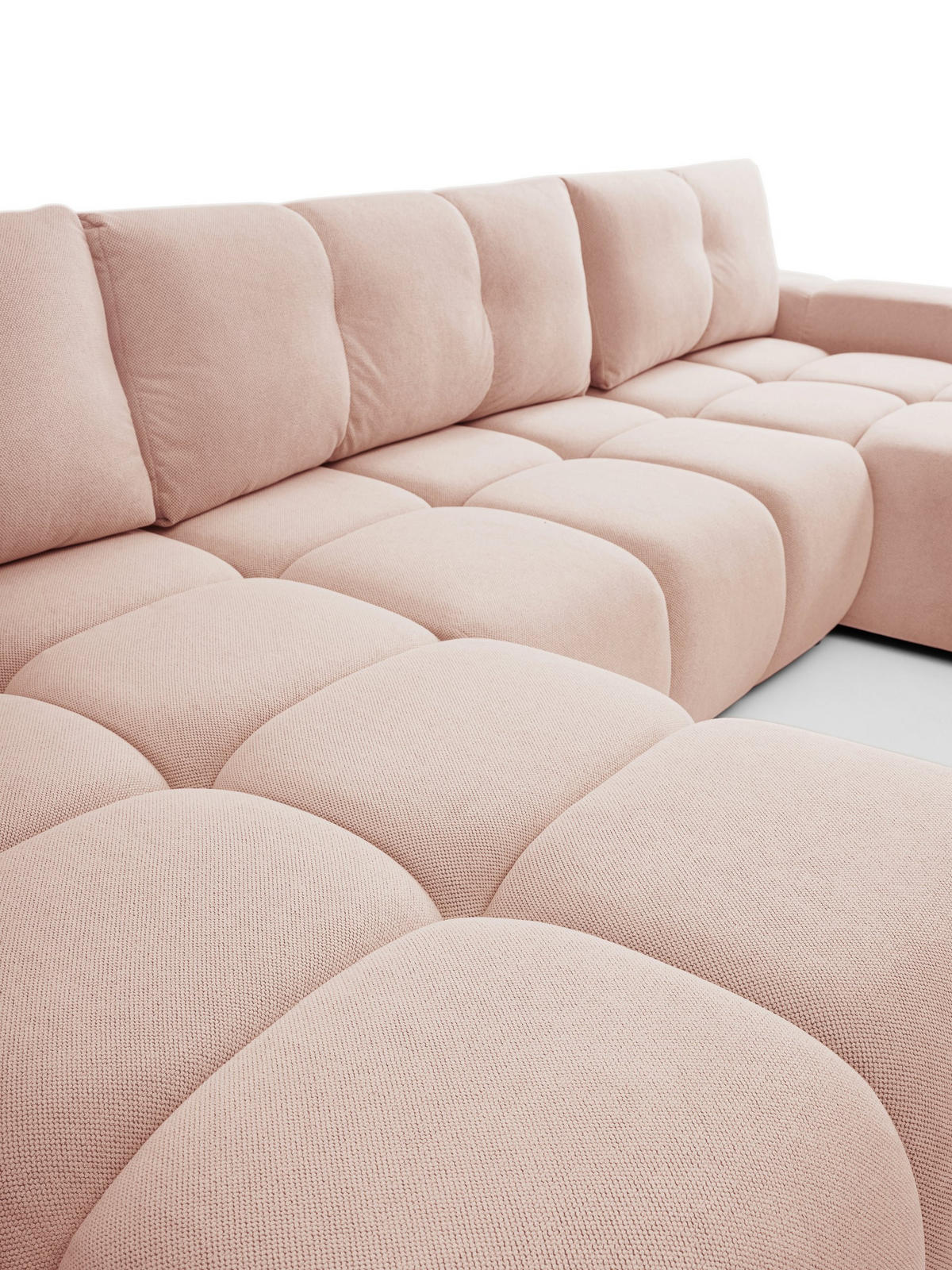 WOHNLANDSCHAFT DUCA U Rosa Jersey mit Schlaffunktion - Rosa, Holz (359/88/177cm) - MASSENO