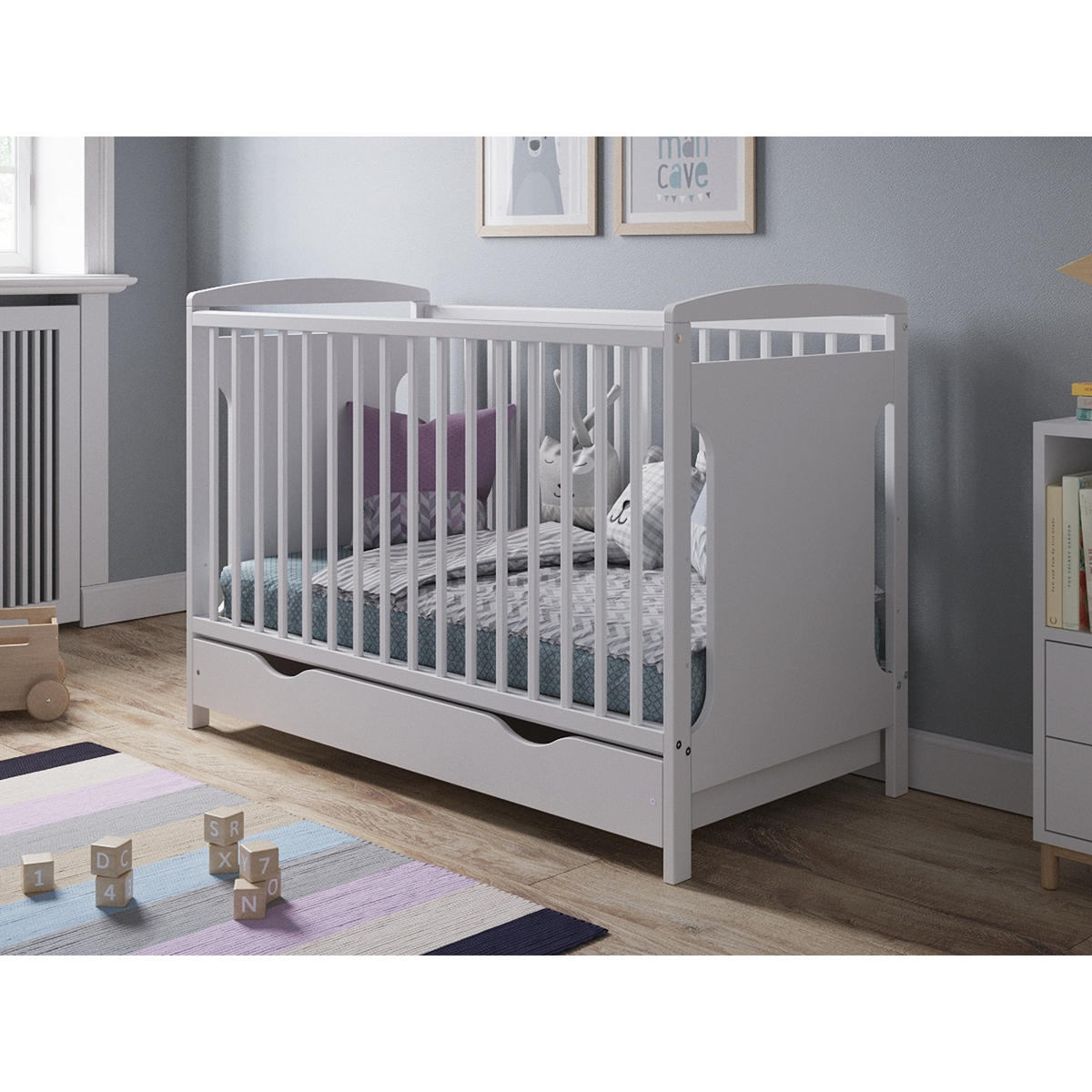 BABYBETT Elinor, Mitwachsendes, mit Schublade Weiß - Weiß, Holz (60/120cm) - Premiers Moments