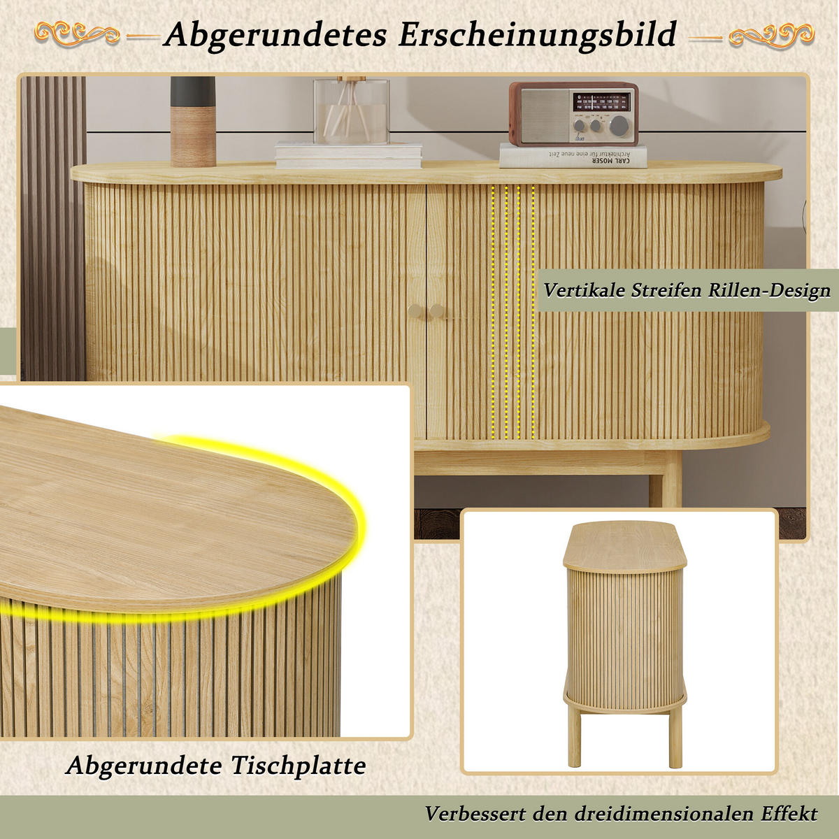 SIDEBOARD Holzoptik 138/43/75 cm - Hellbraun, Holzwerkstoff (43/75/138cm) - Urban Meuble
