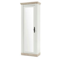 GARDEROBENSCHRANK Pinie weiß, Oslo Pinie Landhaus, Garderobe oder großer Schuhschrank mit Spiegel, 73 x 201 cm - Hellbraun/Anthrazit, Holzwerkstoff/Metall (73/201/38cm) - Furn.Design