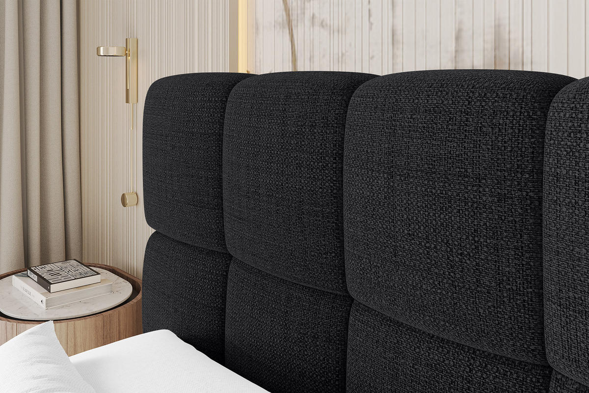 BOXBETT - AURI-H3 - 120x200 Schwarz Aragon - Schwarz, Holzwerkstoff (120/200cm) - ALTDECOR